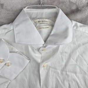 SUITSUPPLY Mens White Egyptian Cotton Extra Slim Fit Dress Shirt 40 15 3/4